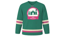 Load image into Gallery viewer, San Antonio Original Hockey Jersey in River Walk Green, front view – custom name and number