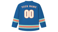 Load image into Gallery viewer, San Diego Original Hockey Jersey in Pacific Blue, back view with your name and number