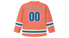 Load image into Gallery viewer, San Diego Original Hockey Jersey in Sunset Coral, back view with your name and number