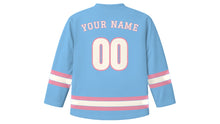 Load image into Gallery viewer, San Jose Original Hockey Jersey in Sky Blue, back view with your name and number