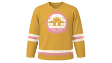 Load image into Gallery viewer, San Jose Original Hockey Jersey in Valley Gold, front view – custom name and number