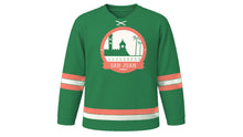 Load image into Gallery viewer, San Juan Original Hockey Jersey in Palm Green, front view – custom name and number