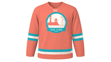Load image into Gallery viewer, San Juan Original Hockey Jersey in Sunset Coral, front view – custom name and number