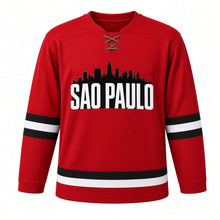 Load image into Gallery viewer, Sao Paulo Original Hockey Jersey in Red, front view – custom name and number