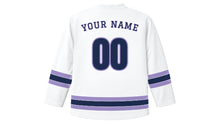 Load image into Gallery viewer, Sapporo Original Hockey Jersey in Snow White, back view with your name and number