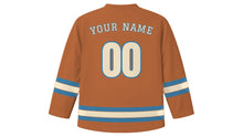Load image into Gallery viewer, Sarajevo Original Hockey Jersey in Copper Brown, back view with your name and number