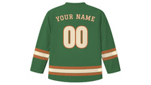Load image into Gallery viewer, Sarajevo Original Hockey Jersey in Mountain Green, back view with your name and number