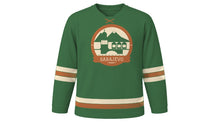 Load image into Gallery viewer, Sarajevo Original Hockey Jersey in Mountain Green, front view – custom name and number