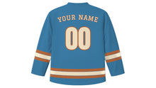 Load image into Gallery viewer, Sarajevo Original Hockey Jersey in River Blue, back view with your name and number