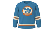 Load image into Gallery viewer, Sarajevo Original Hockey Jersey in River Blue, front view – custom name and number