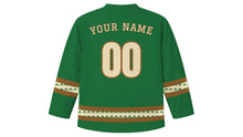 Load image into Gallery viewer, Saudi Founding Day Original Hockey Jersey in Najdi Green, back view with your name and number