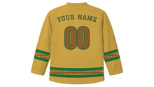 Load image into Gallery viewer, Saudi Founding Day Original Hockey Jersey in Sand Gold, back view with your name and number