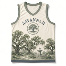 Load image into Gallery viewer, Savannah Live Oak Original Basketball Jersey in Magnolia Cream, front view – custom name and number