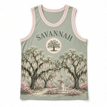 Load image into Gallery viewer, Savannah Live Oak Original Basketball Jersey in Spanish Moss, front view – custom name and number