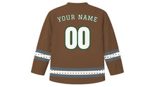 Load image into Gallery viewer, Seattle Original Hockey Jersey in Coffee Brown, back view with your name and number