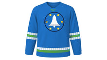 Load image into Gallery viewer, Sechselauten Original Hockey Jersey in Blue, front view – custom name and number