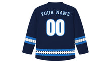 Load image into Gallery viewer, Sechselauten Original Hockey Jersey in Navy, back view with your name and number