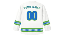Load image into Gallery viewer, Sechselauten Original Hockey Jersey in White, back view with your name and number
