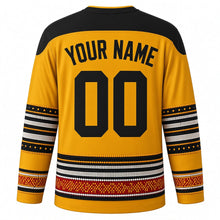 Load image into Gallery viewer, Sekrenyi Original Hockey Jersey in Mustard Yellow, back view with custom YOUR NAME and 00
