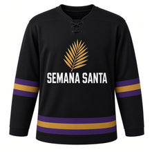 Load image into Gallery viewer, Semana Santa Original Hockey Jersey in Black, front view – custom name and number