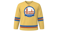 Load image into Gallery viewer, Seville Original Hockey Jersey in Albero Yellow, front view – custom name and number