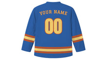 Load image into Gallery viewer, Seville Original Hockey Jersey in Azulejo Blue, back view with your name and number