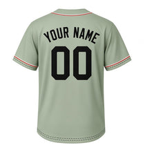 Load image into Gallery viewer, Sewing Machine Milwaukee Baseball Jersey in Pattern Paper Sage, back view with your name and number – custom block name and number with stitch-pattern sleeves