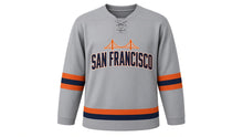 Load image into Gallery viewer, San Francisco Original Hockey Jersey in Grey, front view – custom name and number