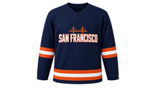 Load image into Gallery viewer, San Francisco Original Hockey Jersey in Navy, front view – custom name and number