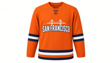 Load image into Gallery viewer, San Francisco Original Hockey Jersey in Orange, front view – custom name and number