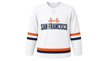 Load image into Gallery viewer, San Francisco Original Hockey Jersey in White, front view – custom name and number