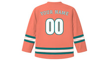 Load image into Gallery viewer, Sham El Nessim Original Hockey Jersey in Coral, back view with your name and number