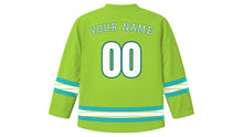 Load image into Gallery viewer, Sham El Nessim Original Hockey Jersey in Spring Green, back view with your name and number