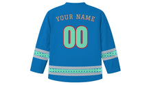 Load image into Gallery viewer, Shenzhen Original Hockey Jersey in Bay Blue, back view with your name and number