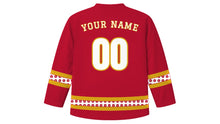 Load image into Gallery viewer, Shogatsu Original Hockey Jersey in Crimson Red, back view with your name and number