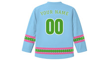 Load image into Gallery viewer, Showa Day Original Hockey Jersey in Spring Sky, back view with your name and number