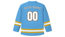 Load image into Gallery viewer, Sigd Original Hockey Jersey in Sky Blue, back view with your name and number