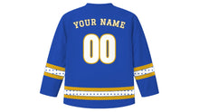 Load image into Gallery viewer, Simchat Torah Original Hockey Jersey in Royal Blue, back view with your name and number