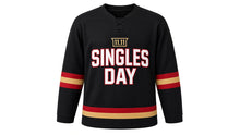 Load image into Gallery viewer, Singles' Day Original Hockey Jersey in Black, front view – custom name and number