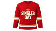 Load image into Gallery viewer, Singles' Day Original Hockey Jersey in Red, front view – custom name and number