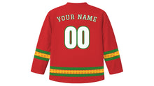 Load image into Gallery viewer, Sinhala and Tamil New Year Original Hockey Jersey in Erabadu Red, back view with your name and number