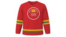 Load image into Gallery viewer, Sinhala and Tamil New Year Original Hockey Jersey in Erabadu Red, front view – custom name and number