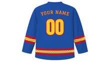 Load image into Gallery viewer, Sinulog Original Hockey Jersey in Royal Blue, back view with your name and number