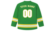 Load image into Gallery viewer, Sizdah Bedar Original Hockey Jersey in Green, back view with your name and number