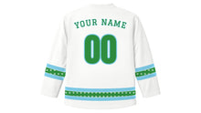 Load image into Gallery viewer, Sizdah Bedar Original Hockey Jersey in White, back view with your name and number