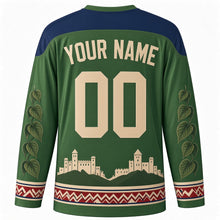 Load image into Gallery viewer, Slovak Constitution Day Original Hockey Jersey in Linden Green, back view with custom YOUR NAME and 00