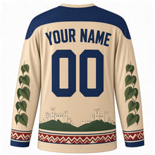 Load image into Gallery viewer, Slovak Constitution Day Original Hockey Jersey in Parchment, back view with custom YOUR NAME and 00