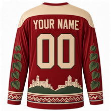 Load image into Gallery viewer, Slovak Constitution Day Original Hockey Jersey in Crimson, back view with custom YOUR NAME and 00