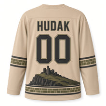Load image into Gallery viewer, Slovakia Castle Ruins Original Hockey Jersey in Ruin Stone, back view with your name and number