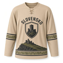 Load image into Gallery viewer, Slovakia Castle Ruins Original Hockey Jersey in Ruin Stone, front view – custom name and number
